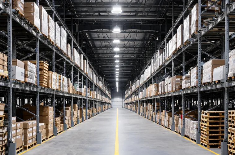 Warehouse high-bay lighting installation