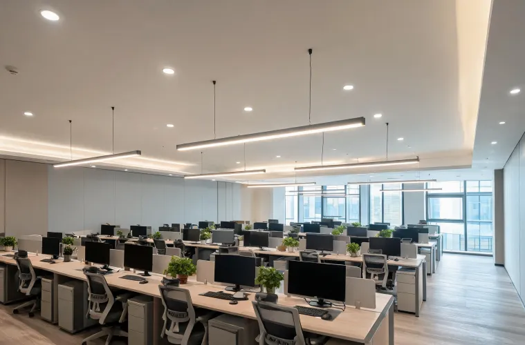 Low-glare office lighting installation